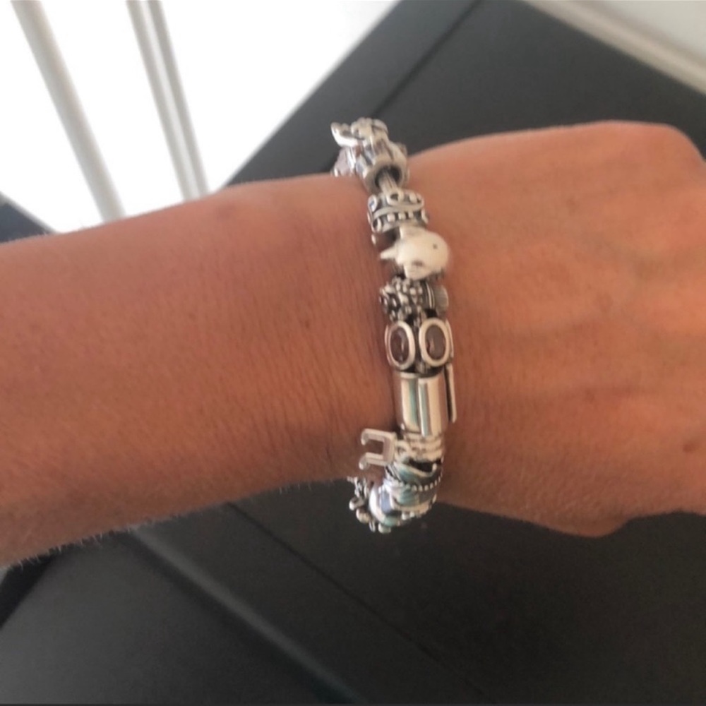 Authentic Pandora bracelet with sterling silver charms - Picture 8 of 16
